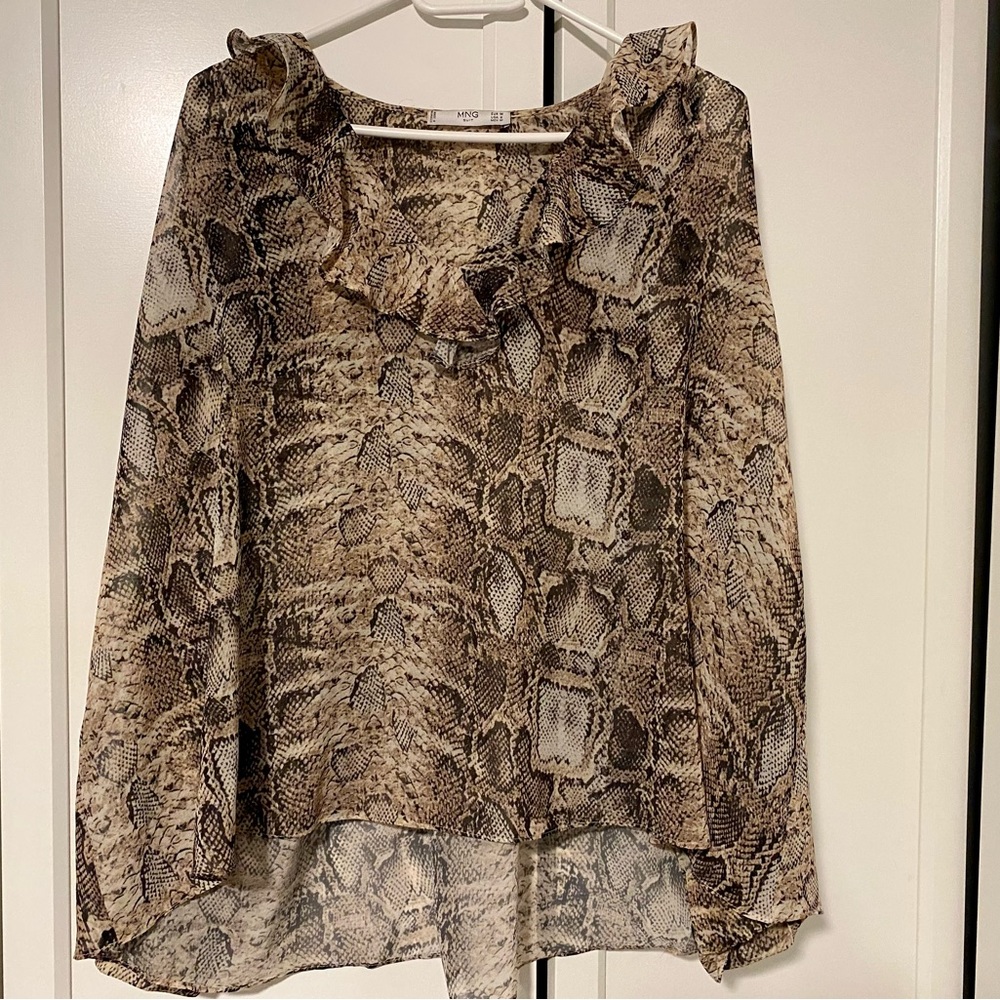 MANGO Ruffled Snake Blouse
